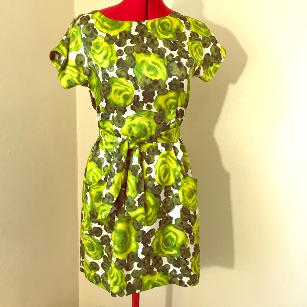 Kate Spade silk dress green flowers size small
